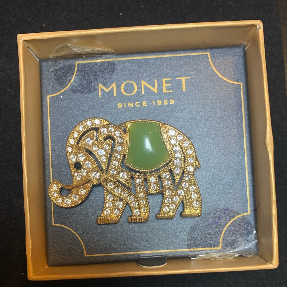 Monet Elephant Brooch